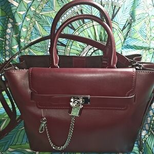 Michael Kors Burgundy Leather Satchel with Sophisticated Design